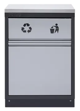 MSS 674mm cabinet with recycle bin with stainless steel top redirect to product page