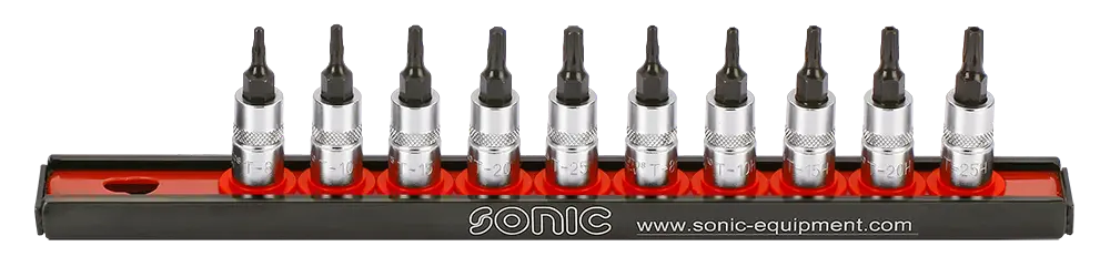 Bit socket set 1/4" TX on rail 10-pcs.