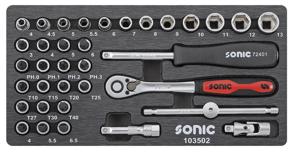 BMCS socket and bitsocket set 1/4" 35-dlg. BMCS socket and bitsocket set 1/4" 35-dlg.