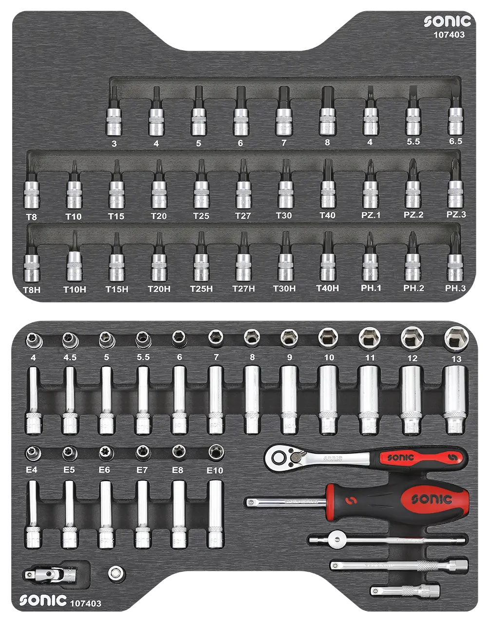 BMCS socket set 1/4" 74-dlg.