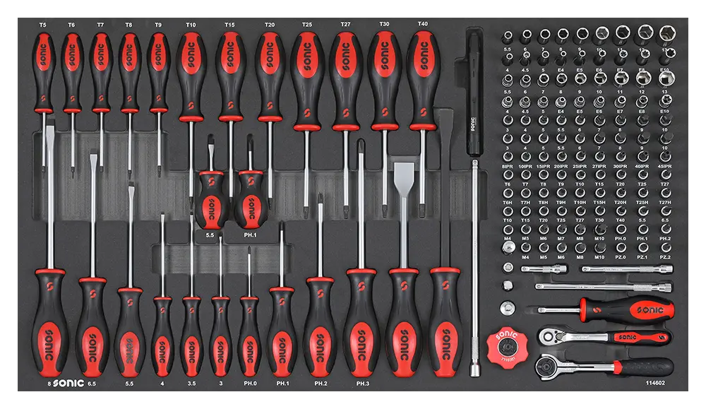 Screwdriver and bit socket set 1/4" SFS-L 146-pcs. Screwdriver and bit socket set 1/4" SFS-L 146-pcs.