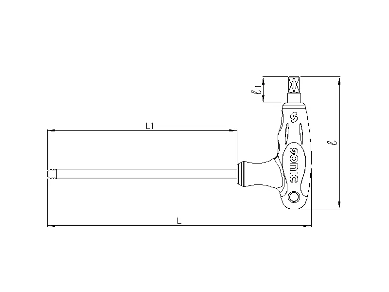 Key wrench hex ball ended L-handle extra long 10mm