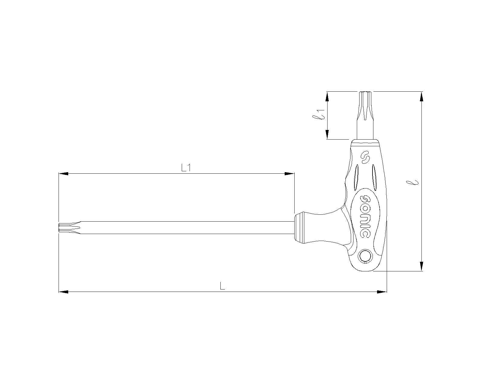 Key wrench T-handle TX T50