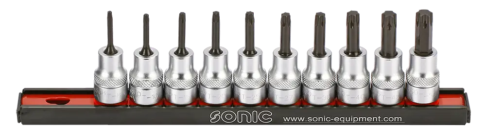Bit socket set 3/8" TX on rail 10-pcs.