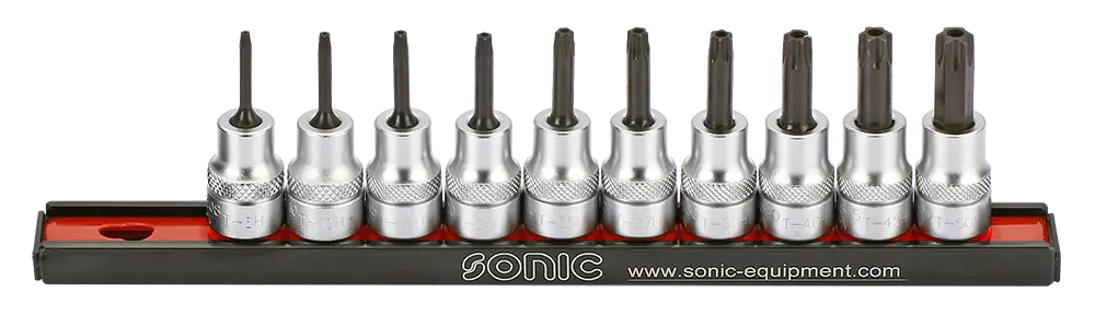 Bit socket 3/8" TX tamperproof on rail 10-pcs.