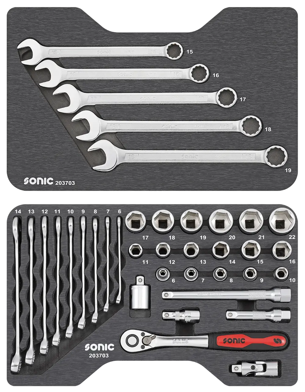 BMCS socket and wrench set 3/8" 37-pcs.