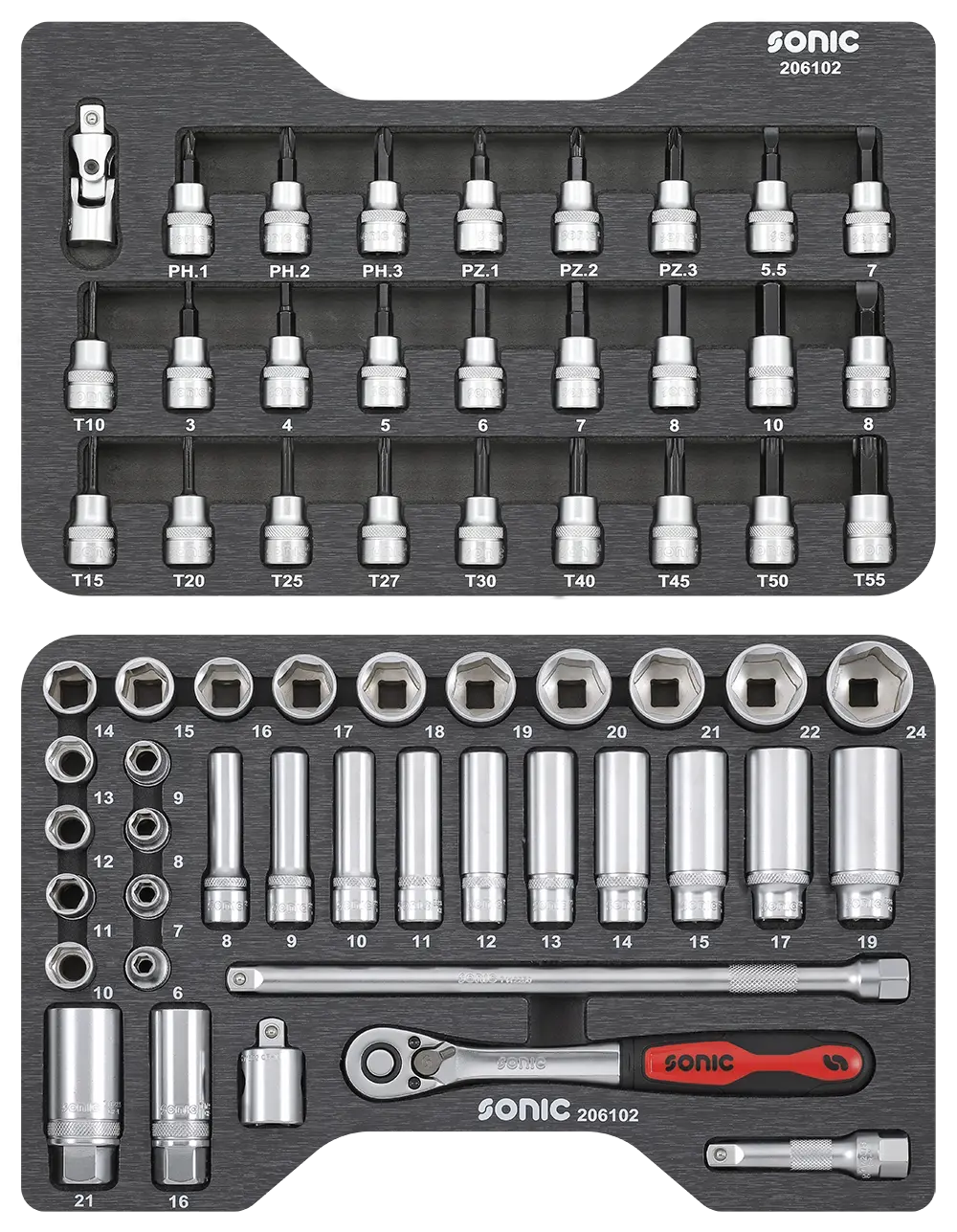 BMCS socket and bit socket set 3/8" 61-pcs. BMCS socket and bit socket set 3/8" 61-pcs.