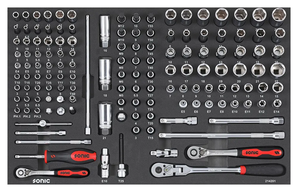 Socket comination set 1/4" and 3/8" SFS-M 142-pcs. Socket comination set 1/4" and 3/8" SFS-M 142-pcs.