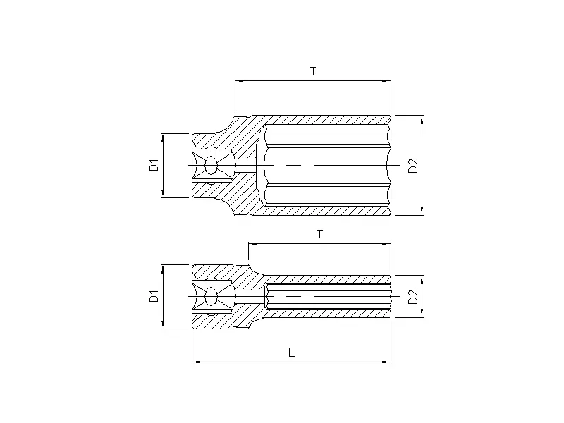 Flank socket 1/2'', 6 pt. deep 14mm