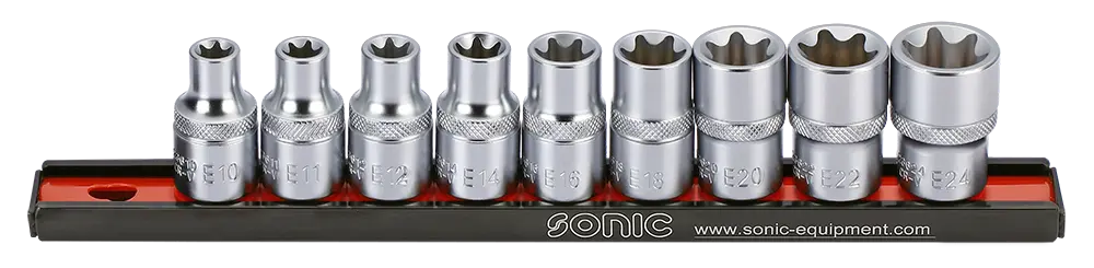 Flank socket 1/2" TX-E on rail 9-pcs.