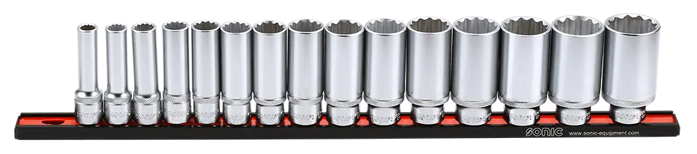 Flank socket set 1/2" 12-point deep SAE 15-pcs.