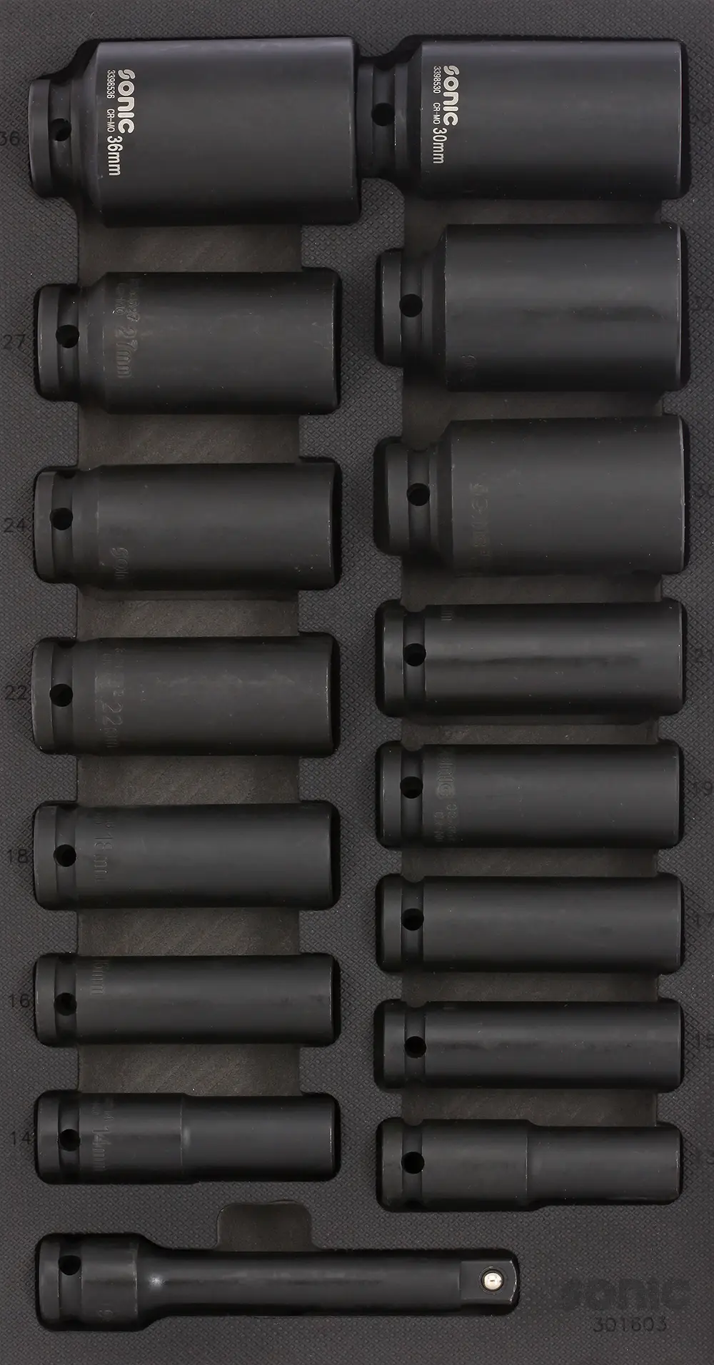 Impact deep socket set 1/2" SFS-S 16-pcs.