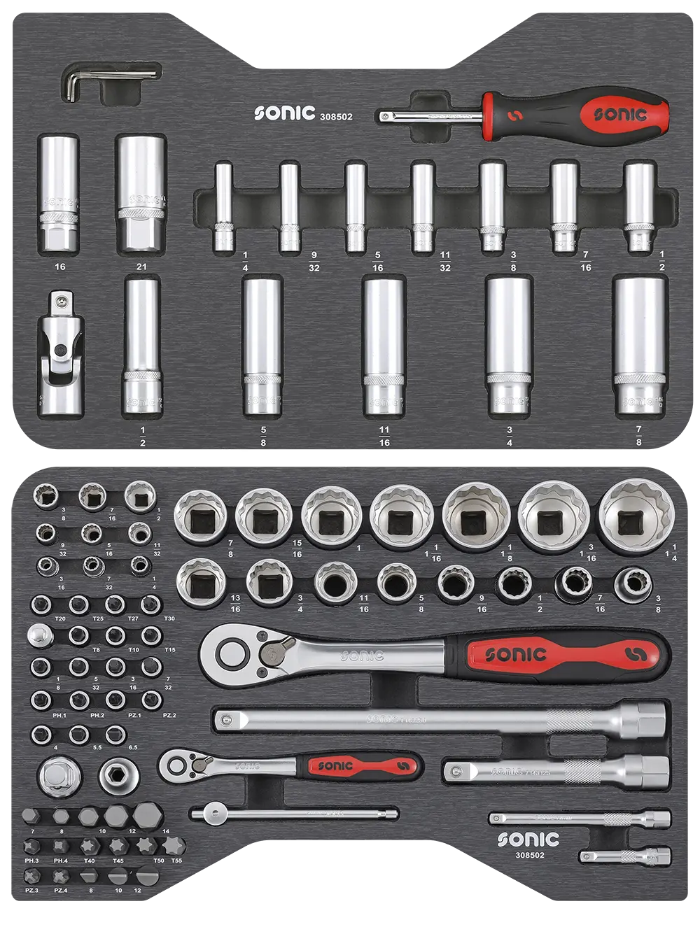 BMCS socket set 1/4" and 1/2" SAE 85-pcs.
