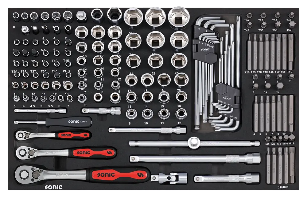 Combination set 1/4", 3/8" and 1/2" SFS-M 160-pcs.