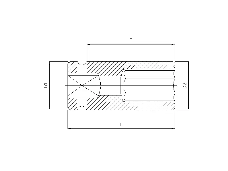 Impact socket 1" 6-point deep 35mm