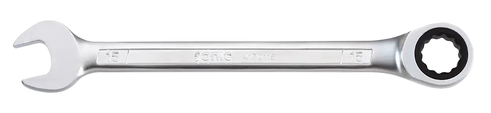 Flat ratcheting wrench 12-point 19mm