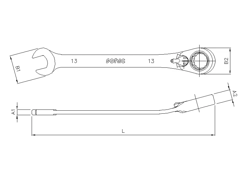 Reversible ratcheting wrench 12-point 19mm