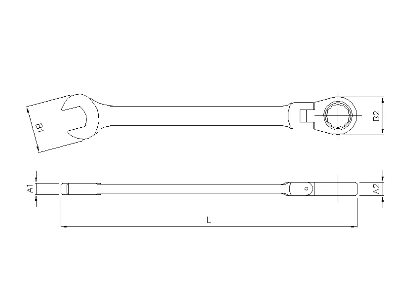 Flexible ratcheting wrench 12-point 19mm