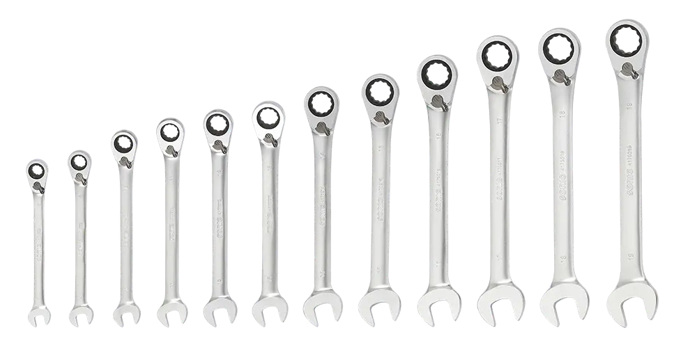 Reversible ratcheting wrench set 12-point in pouch 12-pcs.