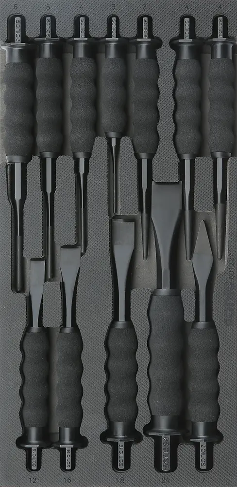 Gripped chisel and punch set SFS-S 12-pcs.