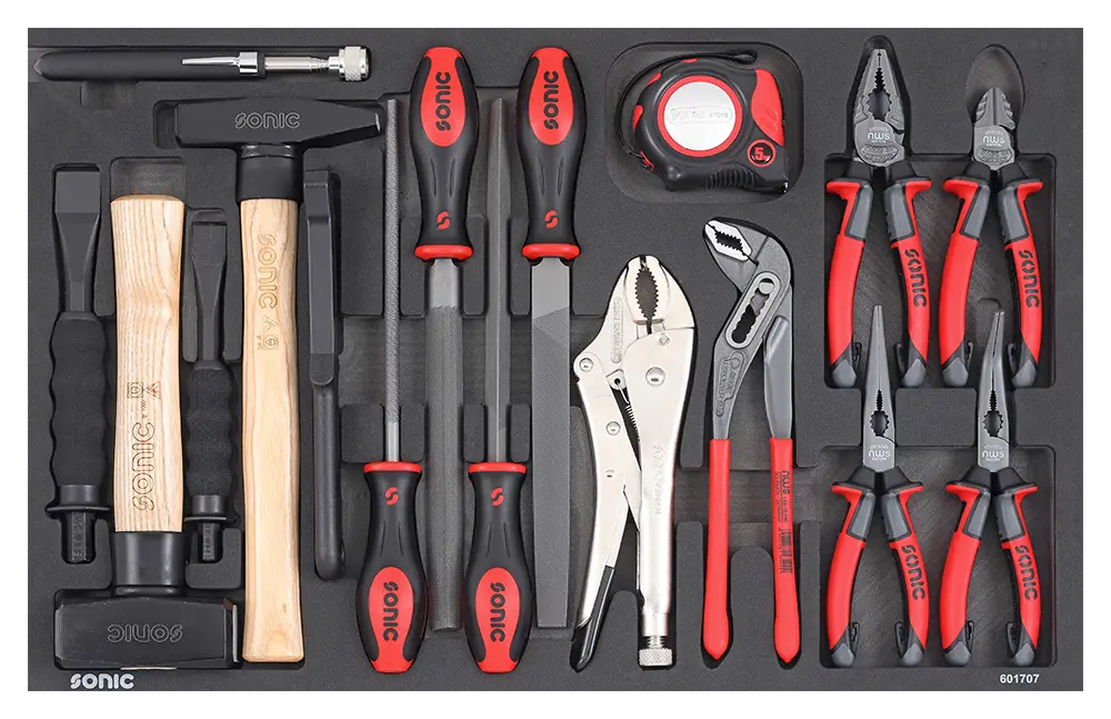 Pliers, chisel and hammer set SFS-M 17-pcs.