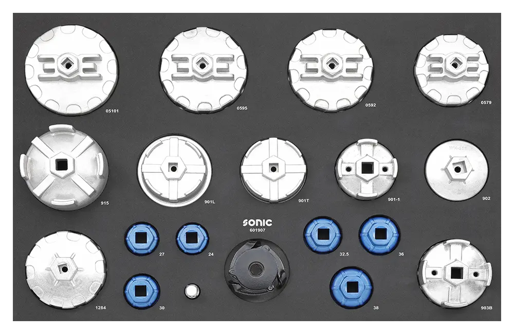 Aluminium oil filter cup wrench set SFS-M 19-pcs.