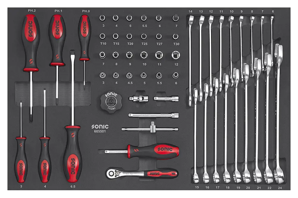 Combination and wrench set 1/4" SFS-M 55-pcs.
