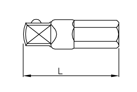 Adaptor bit 1/4''hex-1/4''Square 25mmL
