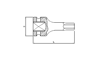 Impact bit socket 1/2" hex one piece 60mmL 6mm